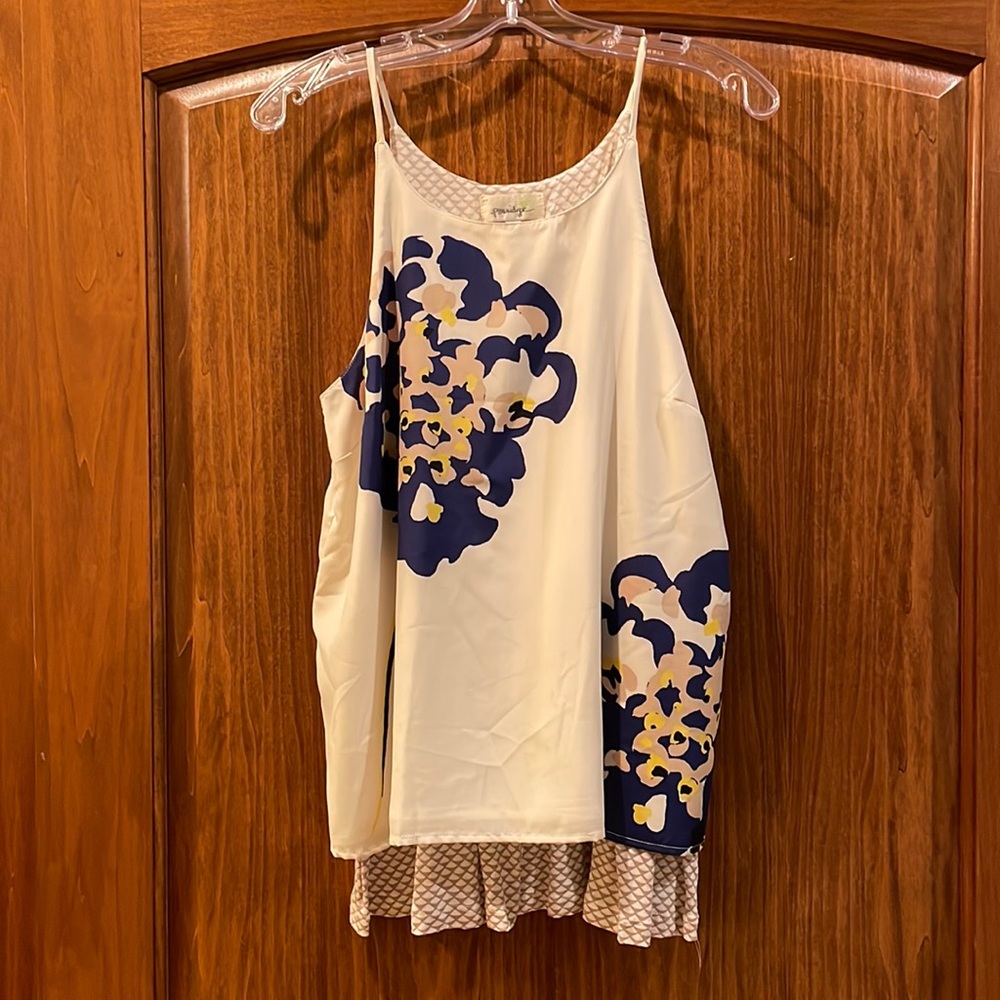 Anthropologie Porridge Layered Floral Split Back Tank Top Sz M
